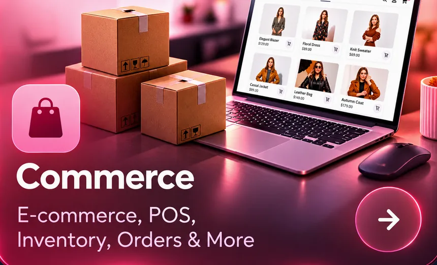 Commerce — Online shops & COD: Orders, Delivery, Cash, Team