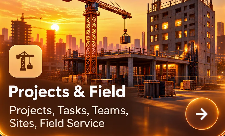 Projects & Field — Projects, Tasks, Teams, Sites, Field Service