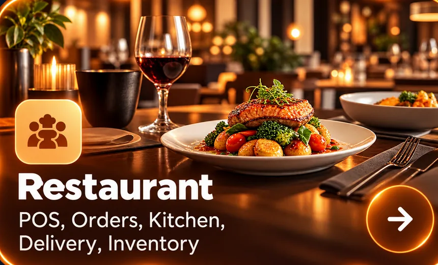 Restaurant — QR Ordering at the Table, Service, Menu, Kitchen